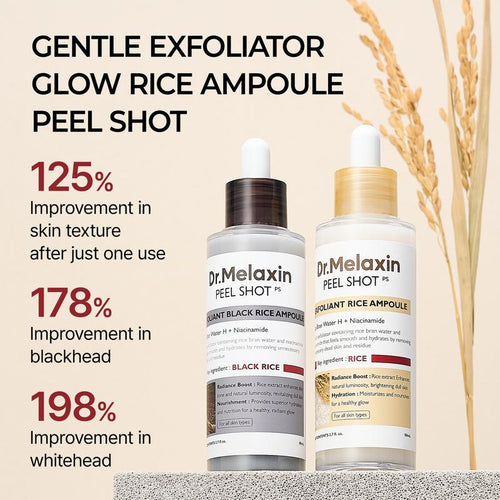 Dr.Melaxin - Peel Shot Glow Rice Ampoule Duo (Black + White)