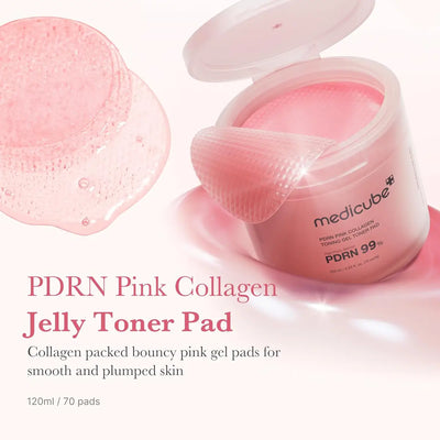 Medicube PDRN Pink Collagen Toning Gel Toner Pads (70 Pads) 120mL