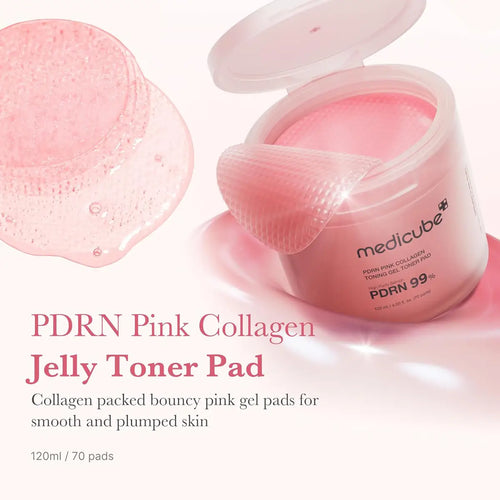 Medicube PDRN Pink Collagen Toning Gel Toner Pads (70 Pads) 120mL