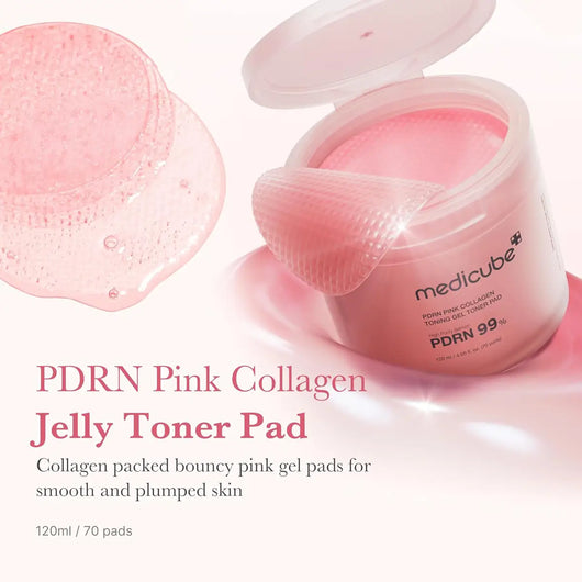 Medicube PDRN Pink Collagen Toning Gel Toner Pads (70 Pads) 120mL